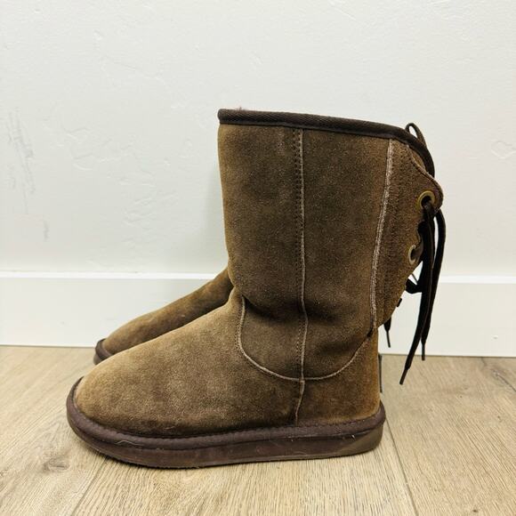 BooRoo brown suede boots with lace up backs woman’s 7 - Picture 1 of 9